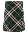 Burberry Check-pattern Wool Skirt In Green