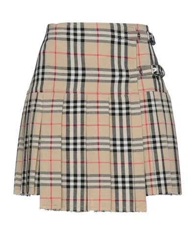 Burberry Mini Skirt In Nude