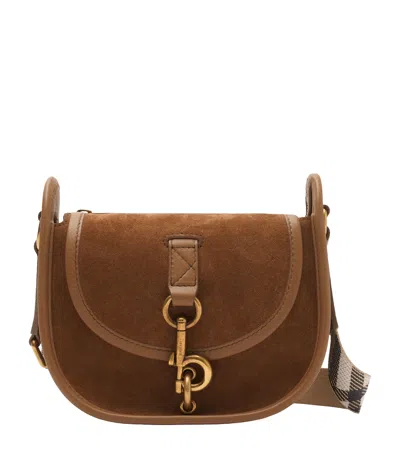 Burberry Mini Suede B Clip Cross-body Bag In Brown