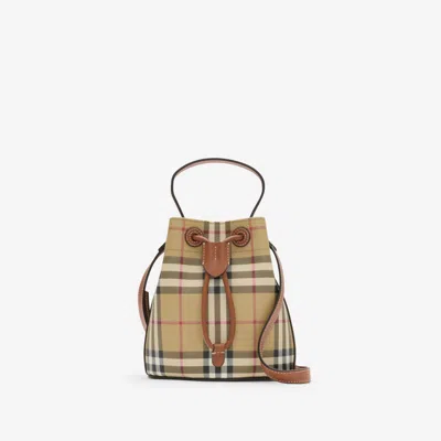 Burberry Mini Tb Bucket Bag In Check/briar Brown