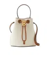 Burberry Mini Drawstring Canvas Bucket Bag In Nude