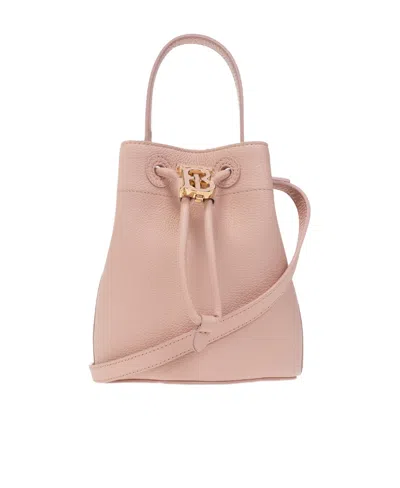 Burberry Mini Tb Leather Bucket Bag In Pink