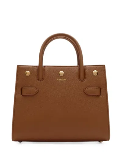 Burberry Mini Title Bag In Brown