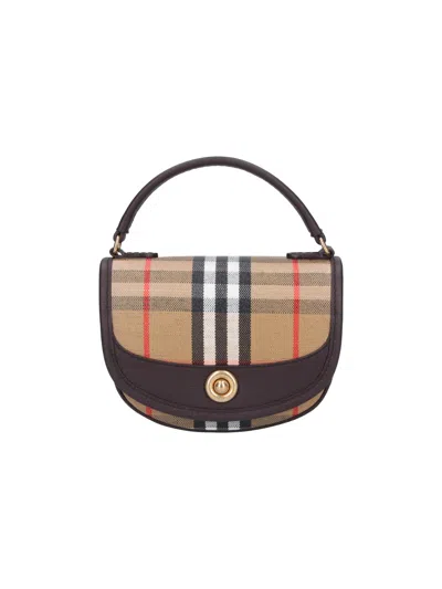 Burberry Mini Top Handle Bag With Adjustable Strap - 11 Cm Height, 19 Cm Width In Beige