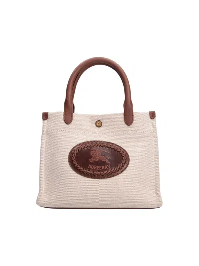 Burberry Mini Tote Bag "clovelly" In Cream