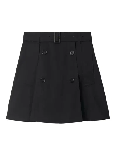 Burberry Mini Trench Coat In Gabardine In Black