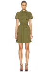 Burberry Waist Belted Buttoned Double-breasted Lapel Dress In Kelp