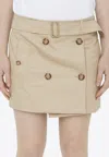 Burberry Gabardine Mini Trench Skirt In Beige