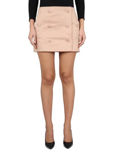 Burberry Trench Mini Skirt In Gabardine In Nude