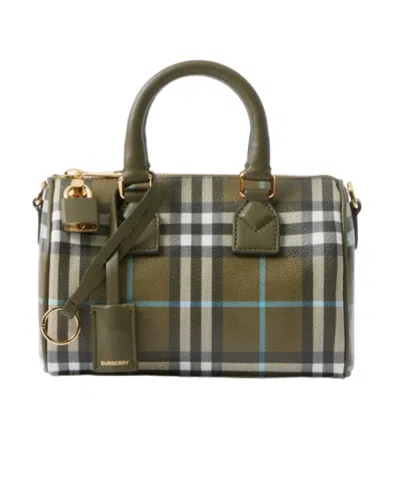 Burberry Mini Vintage Check-print Bowling Bag In Green