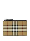 Burberry Canvas Checkered Card Holder In Brown