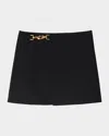 Burberry Mini Wool Skirt With Horse Clip In Black