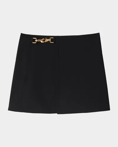 BURBERRY MINI WOOL SKIRT WITH HORSE CLIP