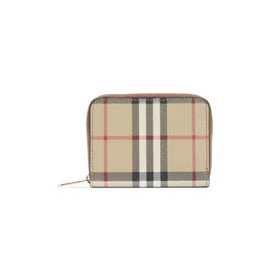 Burberry Mini Zip Around Wallet In Brown