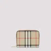 Burberry Structured Check Pattern Wallet With Zip Closure In Brown