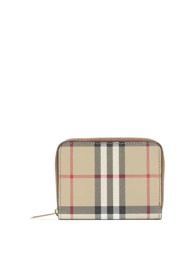 Burberry Mini Zip Around Wallet In Neutral