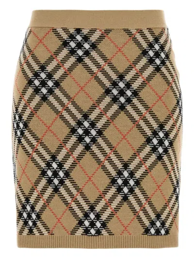BURBERRY CHECK KNIT MINI SKIRT