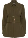 Burberry Green Belted Cotton Overshirt In Green