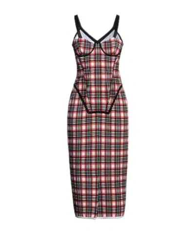 Burberry Minimal Plaid Dress In Red