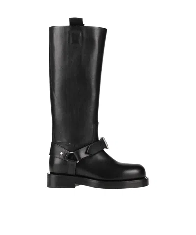 Burberry Minimalist Leather Riding Boots In Purple