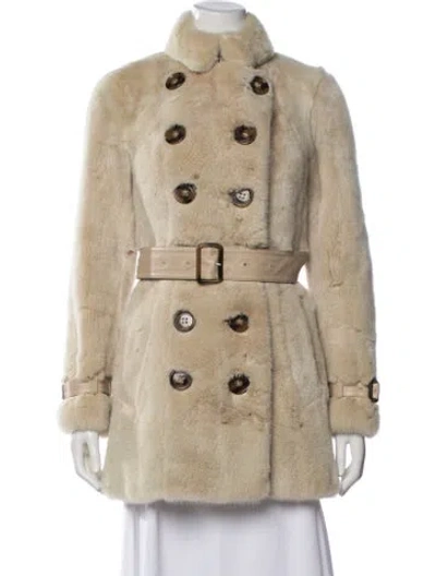 Pre-owned Burberry Mink Faux Fur Coat In Neutrals