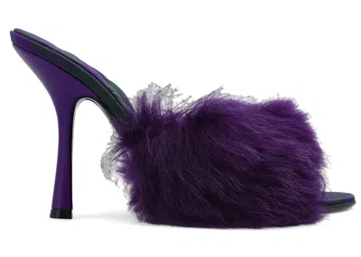 Pre-owned Burberry Minnie Shearling Slipon Mules (women's) Sneakers In Purple