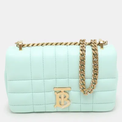 Pre-owned Burberry Mint Green Quilted Leather Mini Lola Chain Crossbody Bag