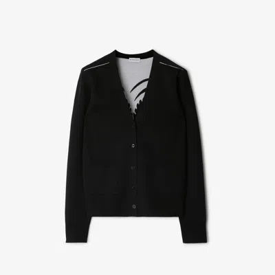 Burberry Mirrored Horse Wool Blend Cardigan In Black