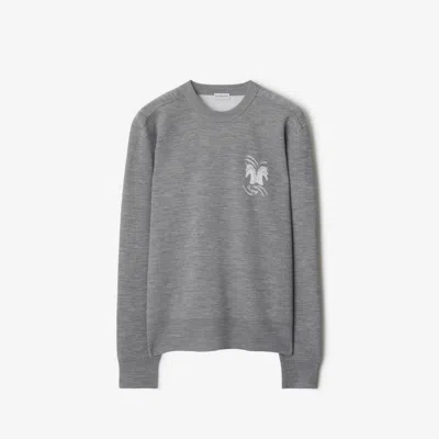 Burberry Mirrored Horse Wool Blend Sweater In Grey
