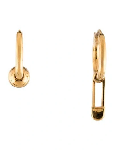 Pre-owned Burberry Mismatched Kilt Pin & Ball Charm Hoop Earrings In Multi