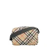 Burberry Checkered Crossbody Bag With Floral Embroidery In Beige