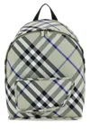 Burberry Shield Backpack Checkered Front Pocket In Lichen