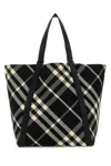 Burberry Men Embroidered Fabric Festival Shopping Bag In Blackcalico