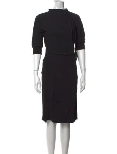 Pre-owned Burberry Mock Neck Knee-length Dress In Black