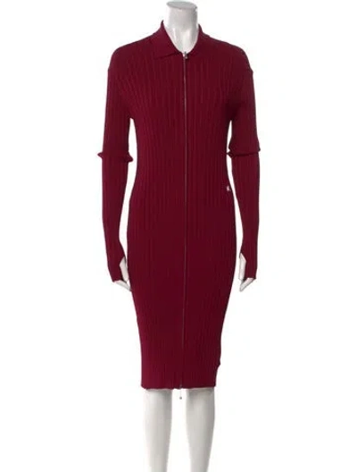 Pre-owned Burberry Mock Neck Knee-length Dress W/ Tags In Burgundy