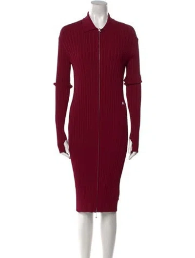Pre-owned Burberry Mock Neck Knee-length Dress W/ Tags In Burgundy
