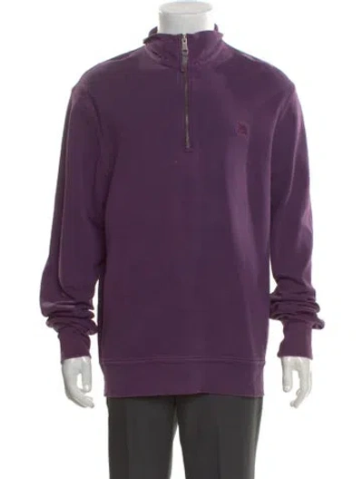 Pre-owned Burberry Mock Neck Long Sleeve Polo Sweater In Purple