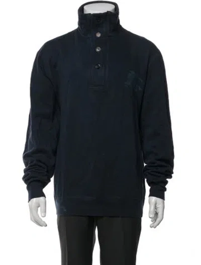 Pre-owned Burberry Mock Neck Long Sleeve Sweatshirt In Blue