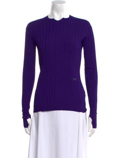 Pre-owned Burberry Mock Neck Long Sleeve Top W/ Tags In Purple