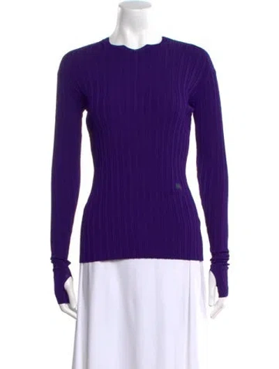 Pre-owned Burberry Mock Neck Long Sleeve Top W/ Tags In Purple