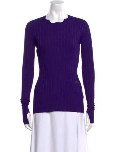 Pre-owned Burberry Mock Neck Long Sleeve Top W/ Tags In Purple