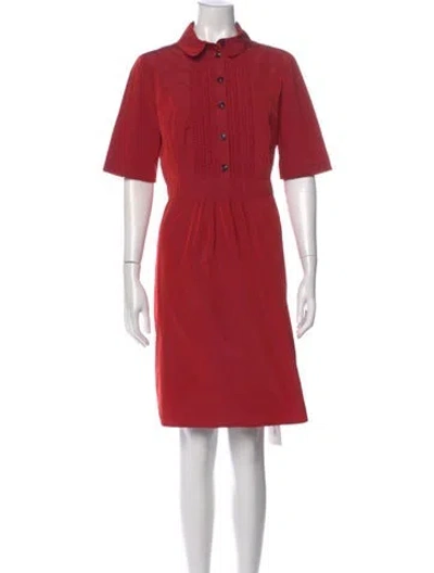 Pre-owned Burberry Mock Neck Mini Dress In Red