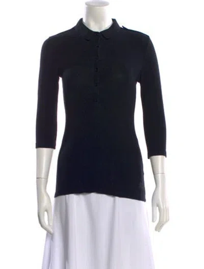 Pre-owned Burberry Mock Neck Three-quarter Sleeve Polo In Black