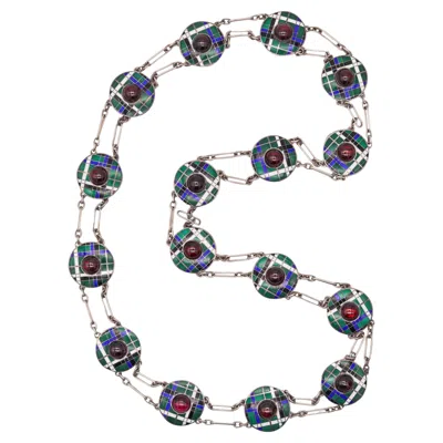 Pre-owned Burberry Modernist 1960 Cloisonné Enamel Belt-collar In Sterling Silver & Garnet In Multi