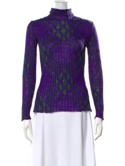 Pre-owned Burberry Mohair Patterned Sweater In Purple