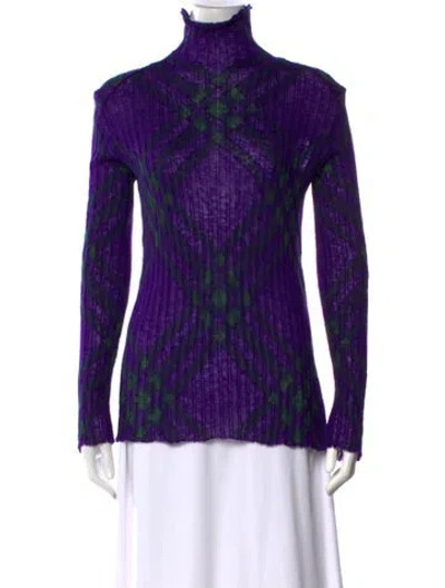 Pre-owned Burberry Mohair Patterned Sweater In Purple