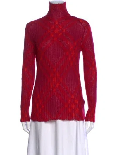 Pre-owned Burberry Mohair Patterned Sweater W/ Tags In Red