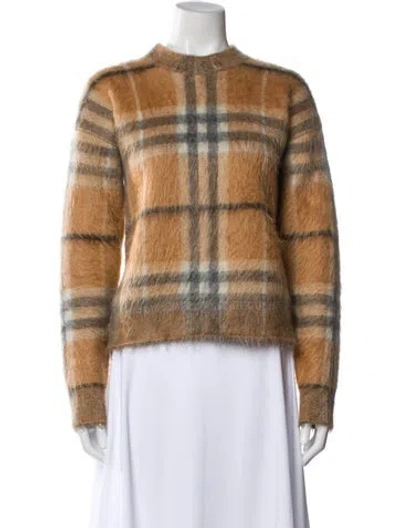Pre-owned Burberry Mohair Plaid Print Sweater In Neutral