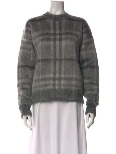 Pre-owned Burberry Mohair Plaid Print Sweater W/ Tags In Grey