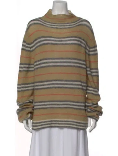 Pre-owned Burberry Mohair Striped Sweater In Neutral